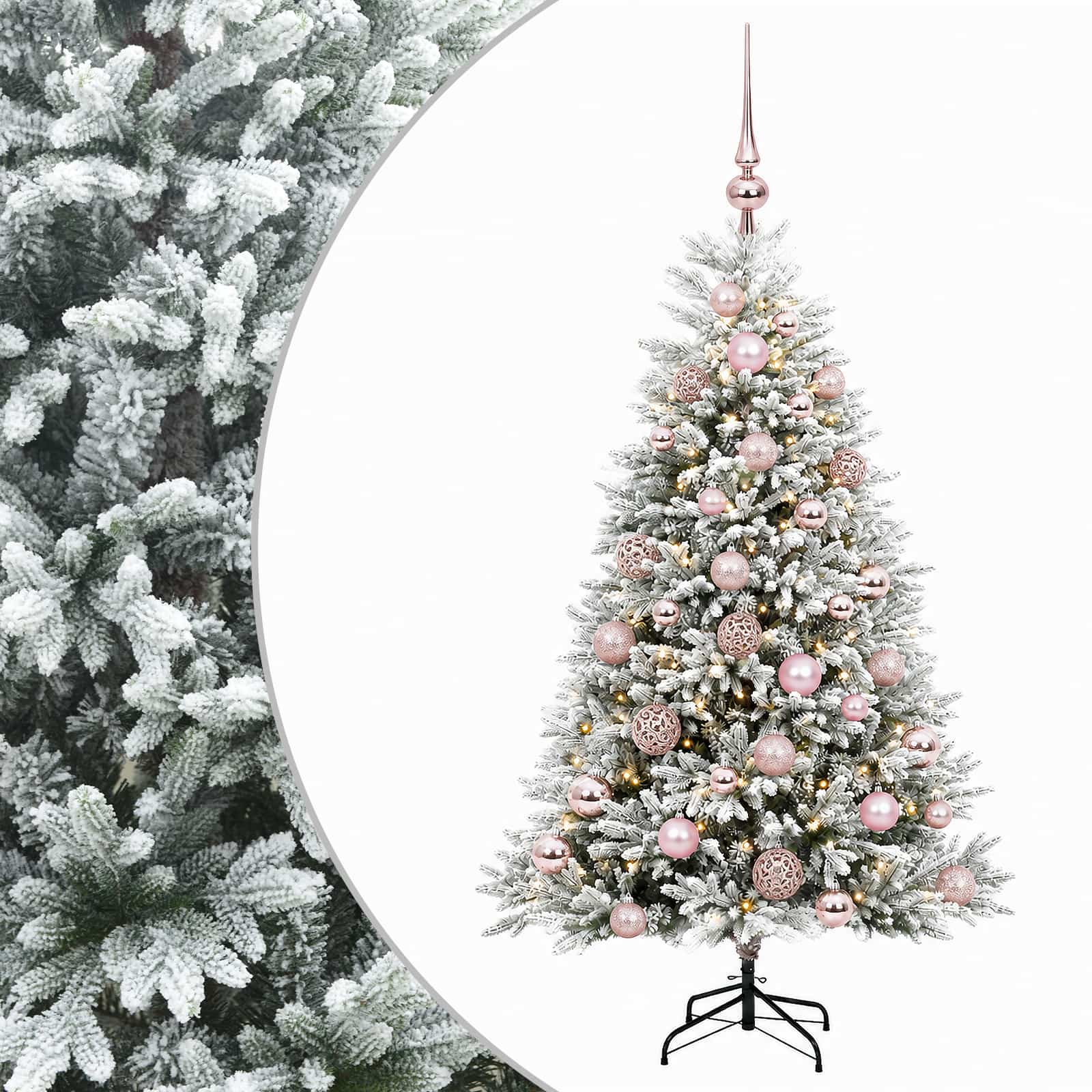 Umjetno božično drevo z okrasnimi kroglami 150 cm 150 LED