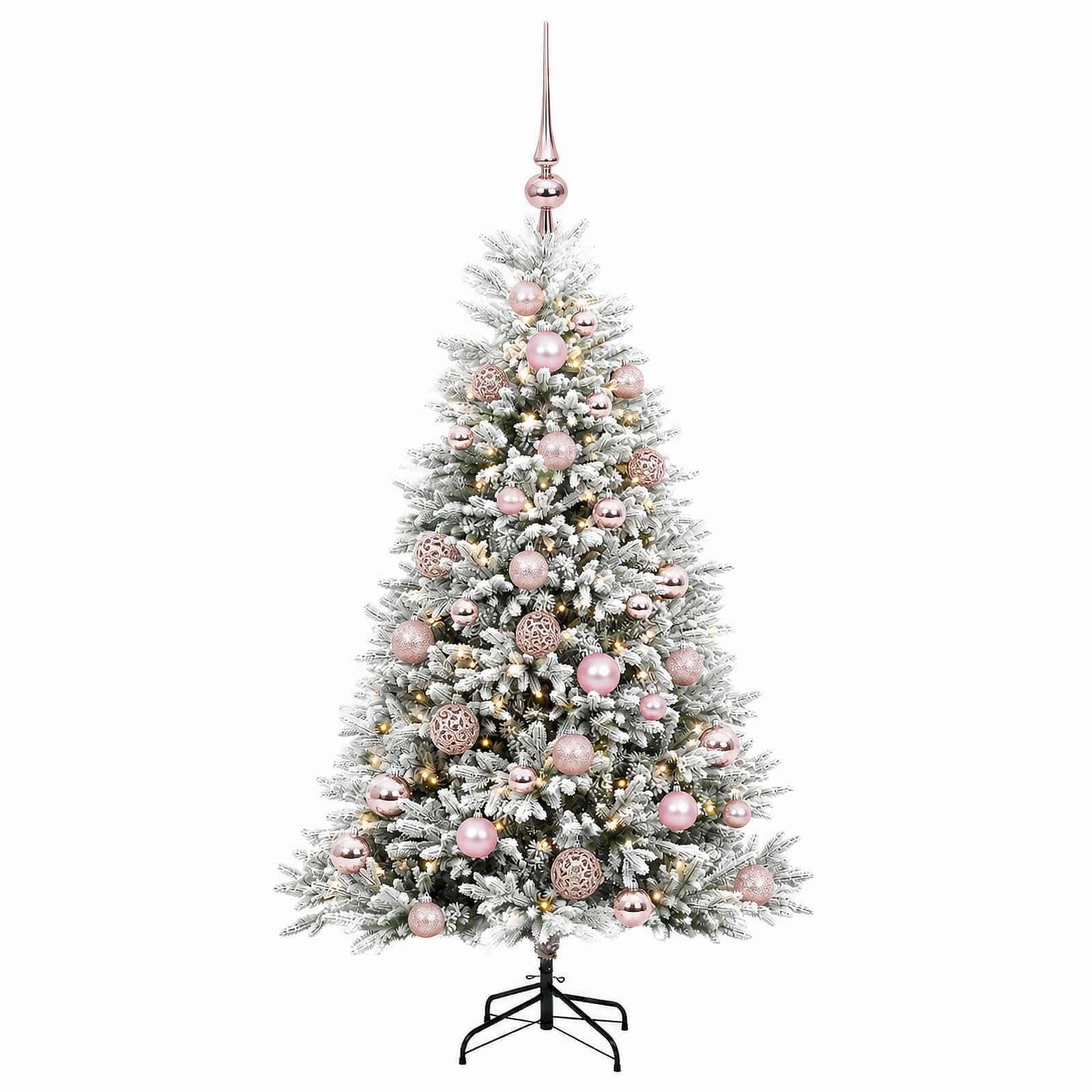 Umjetno božično drevo z okrasnimi kroglami 150 cm 150 LED