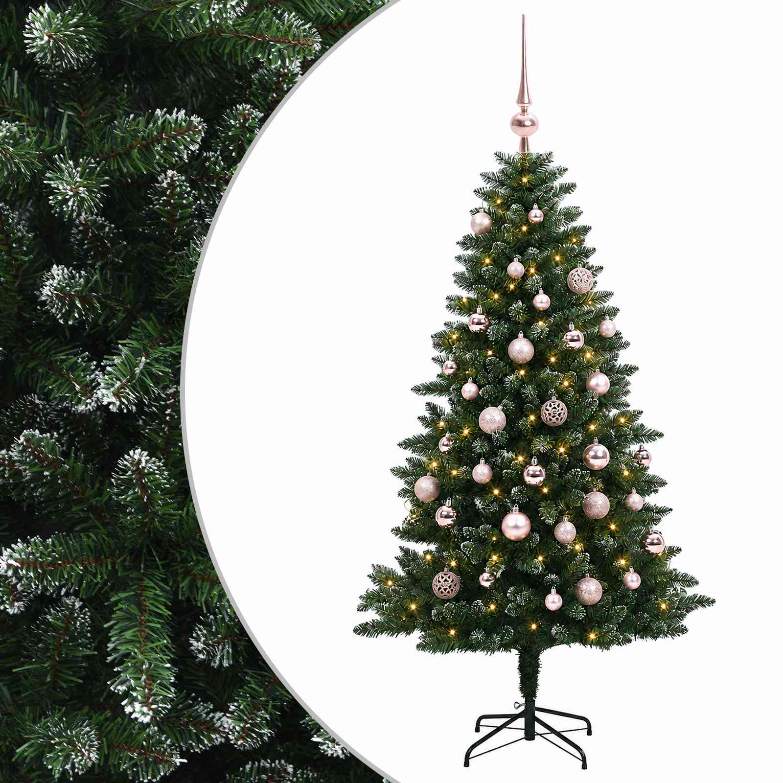 Umjetno božično drevo z okrasnimi kroglami 150 cm 150 LED