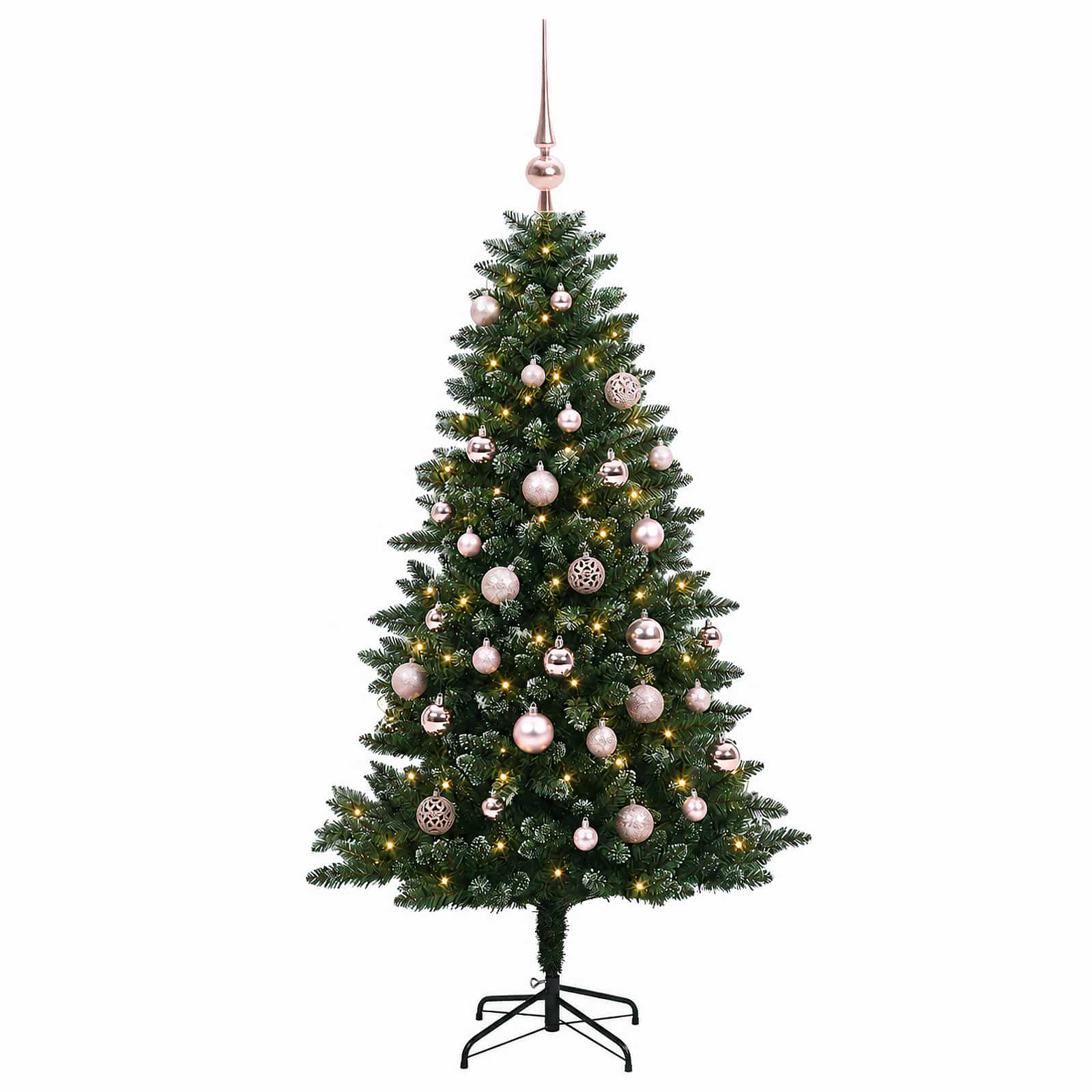 Umjetno božično drevo z okrasnimi kroglami 150 cm 150 LED