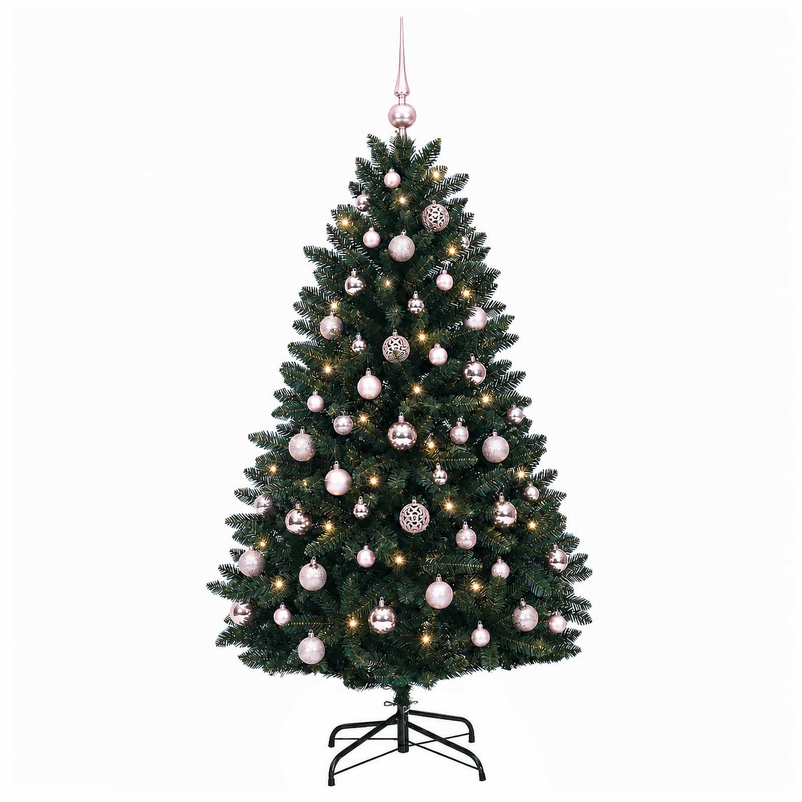 vidaXL Kunstkerstboom donkergroen met kerstbal 120 cm 150 LED's groen, foto 4