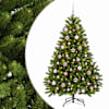 vidaXL Heleroheline kunstj&otilde;ulupuu koos j&otilde;ulukuulidega 120 cm 150 LED-i