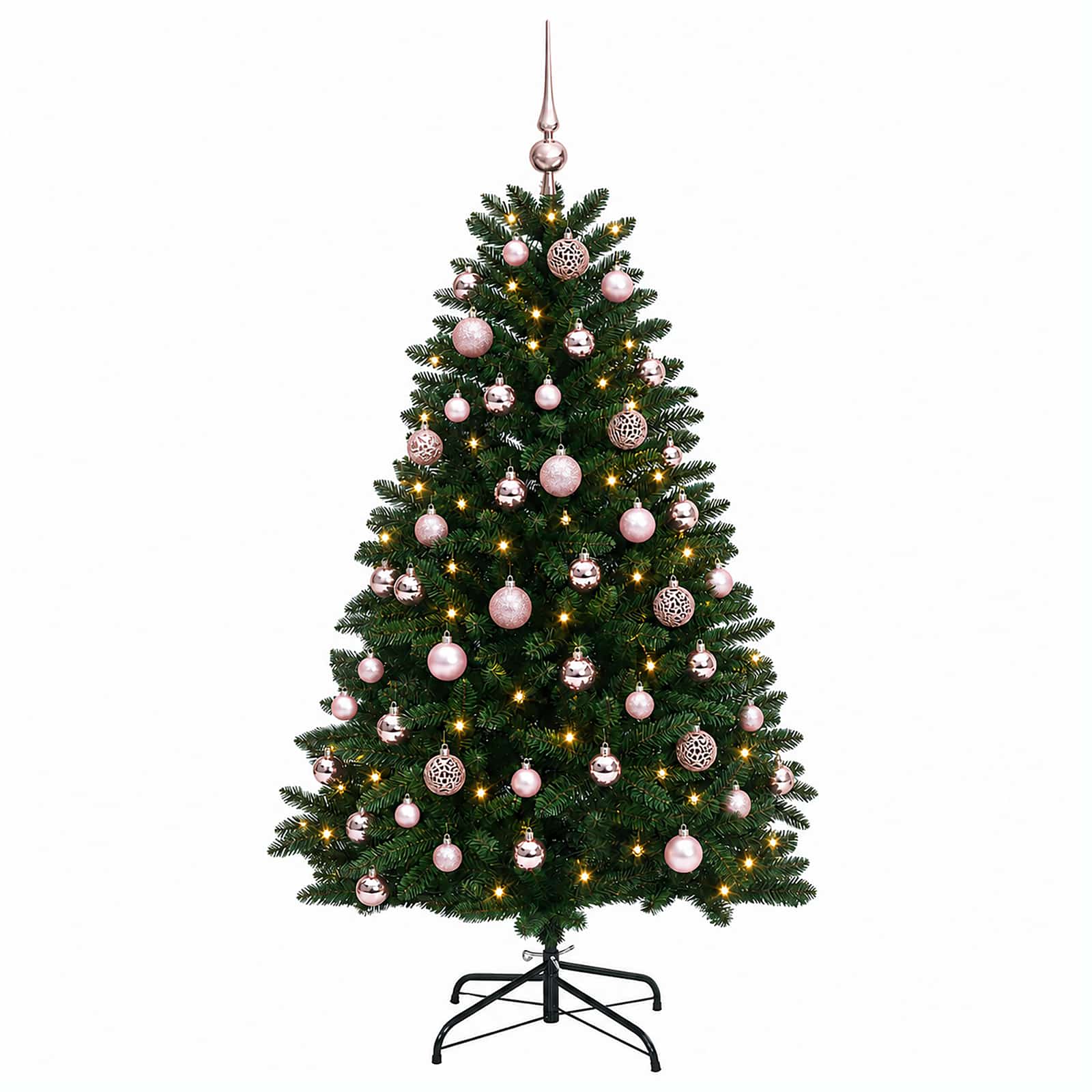 vidaXL Kunstkerstboom middengroen met kerstbal 150 cm 150 LED's groen, foto 4