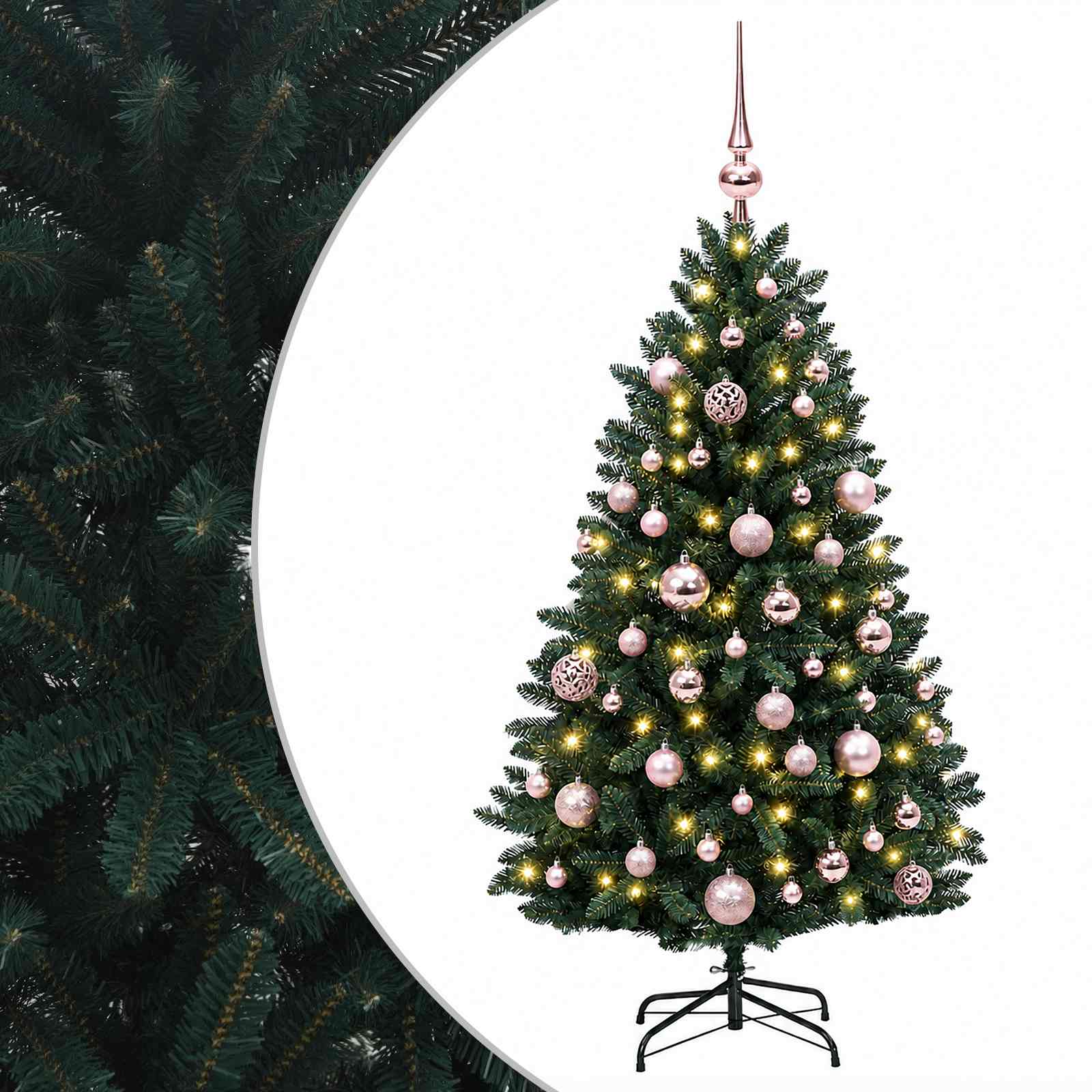 vidaXL Kunstkerstboom donkergroen met kerstballen 120 cm 150 LED's groen, foto 3