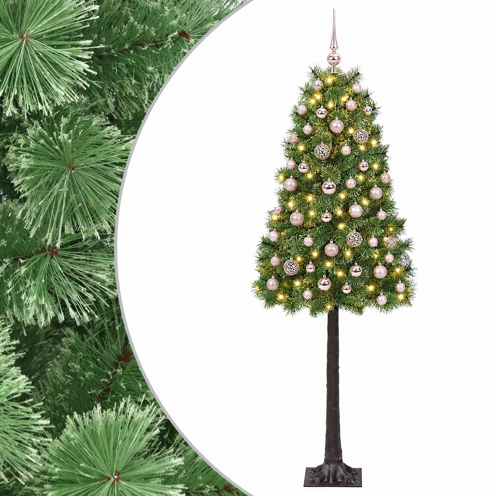 Umetno božično drevo s kroglicami in zložljivimi vejami 150 cm