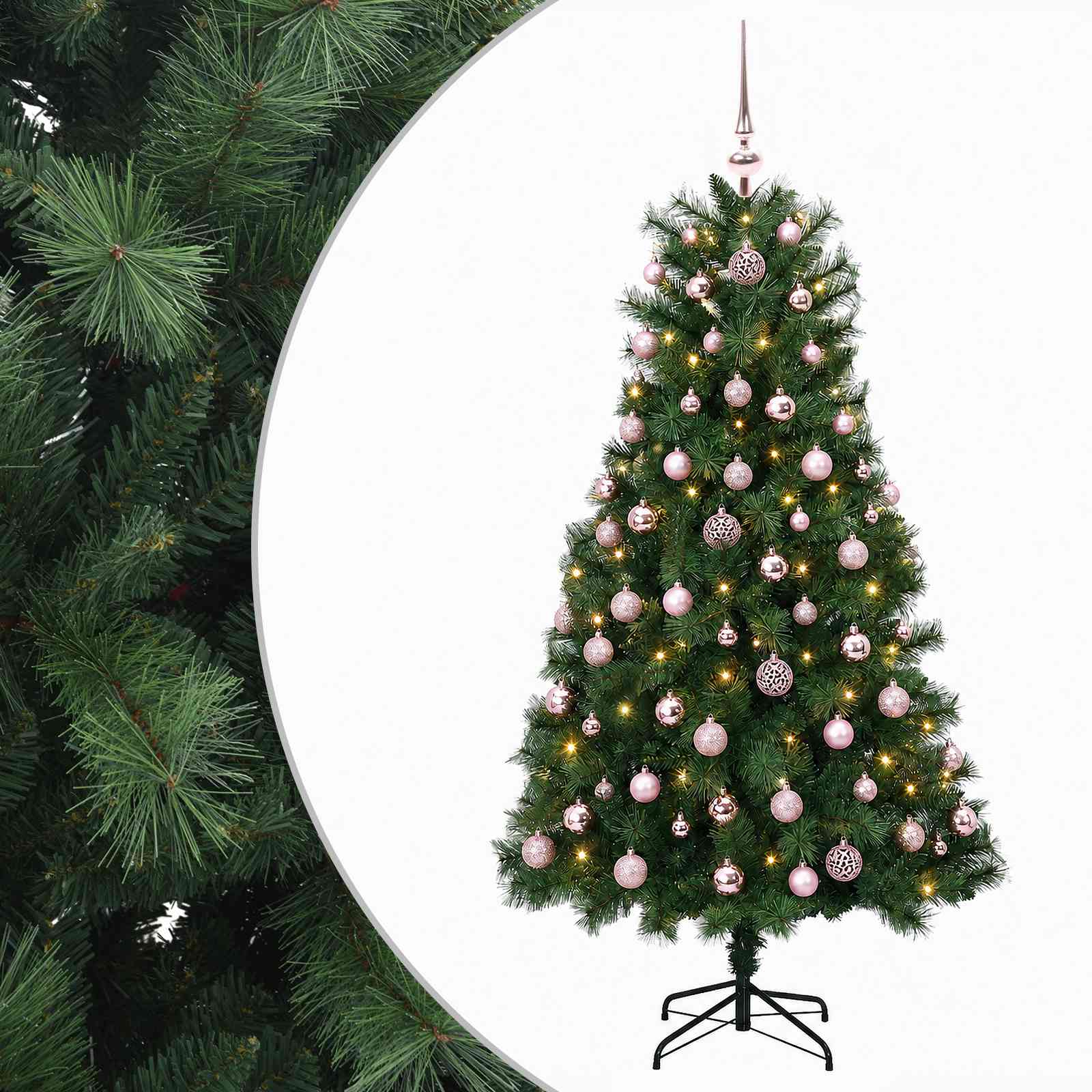 vidaXL Umelý kĺbový vianočný stromček s vianočnými guľami 150 cm