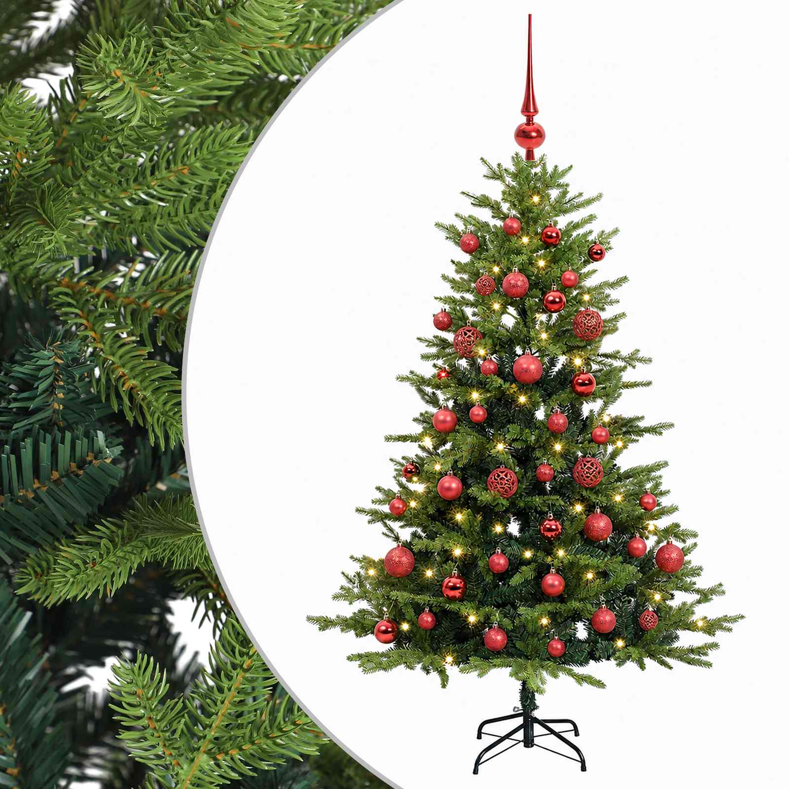vidaXL Umelý vianočný stromček s guľami 150 cm 150 LED Teplá biela
