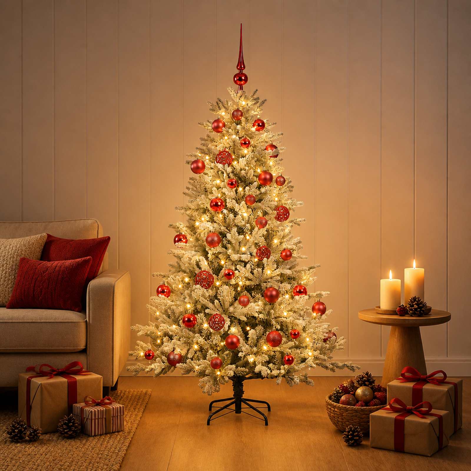 Umetna božična jelka z bučko 150 cm 150 LED Toplo bela
