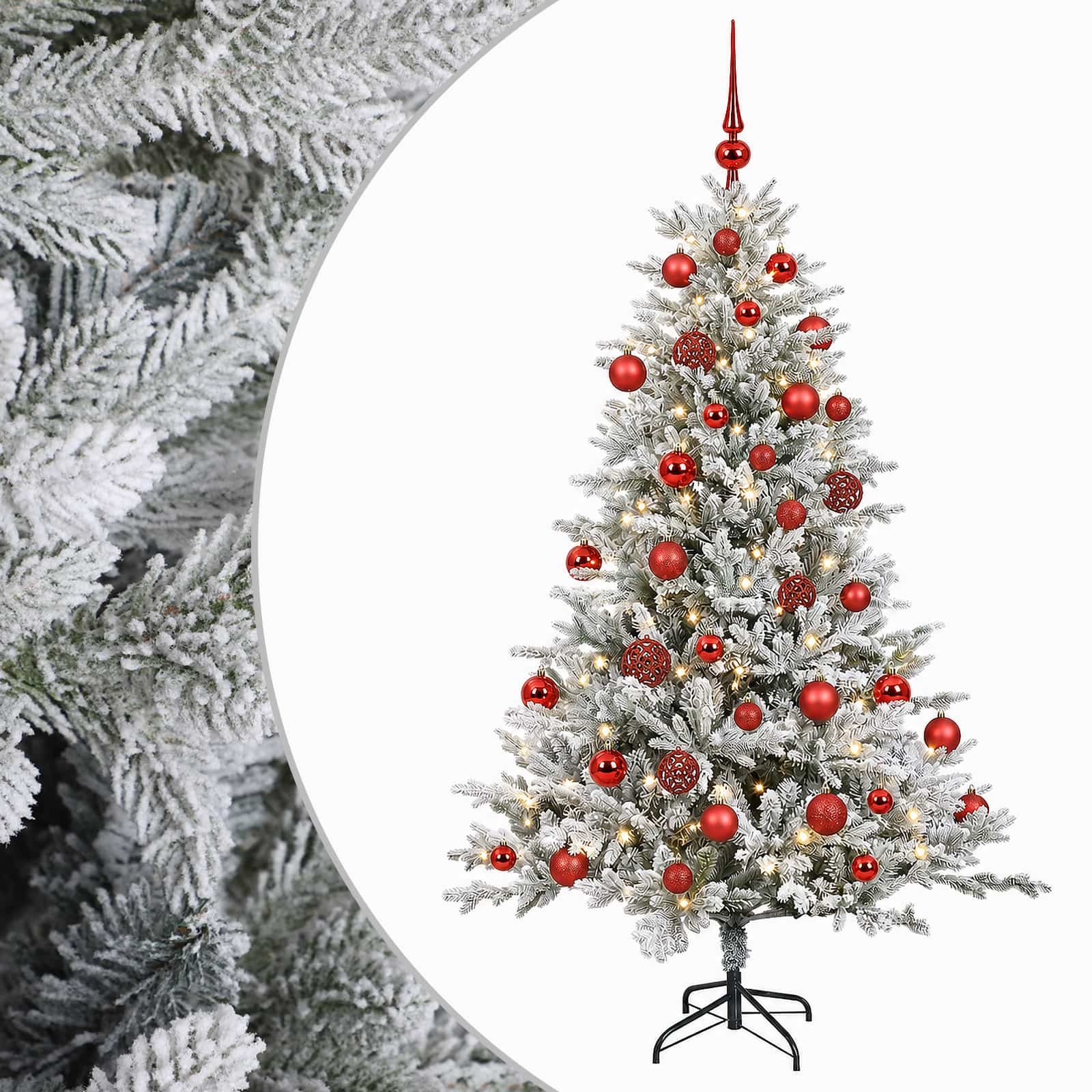 vidaXL Umelý vianočný stromček s vianočnými guľami 150 cm 150 LED