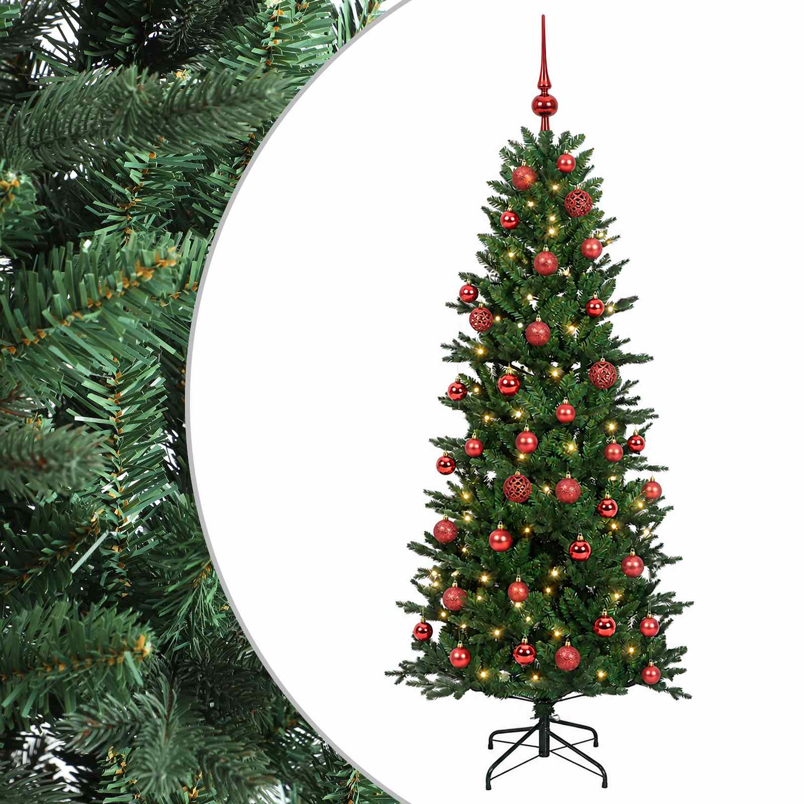 vidaXL Umelý vianočný stromček s vianočnými guľami 120 cm 150 LED