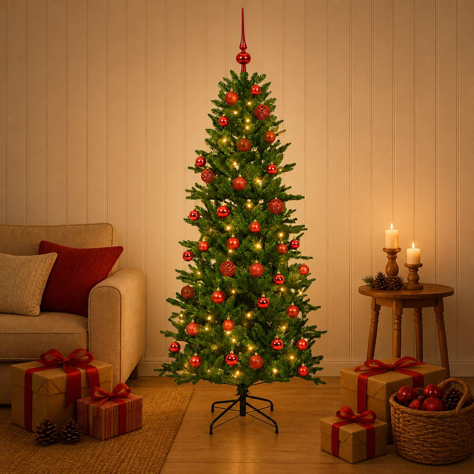 Umetna božična jelka z bučko 150 cm 150 LED Toplo bela