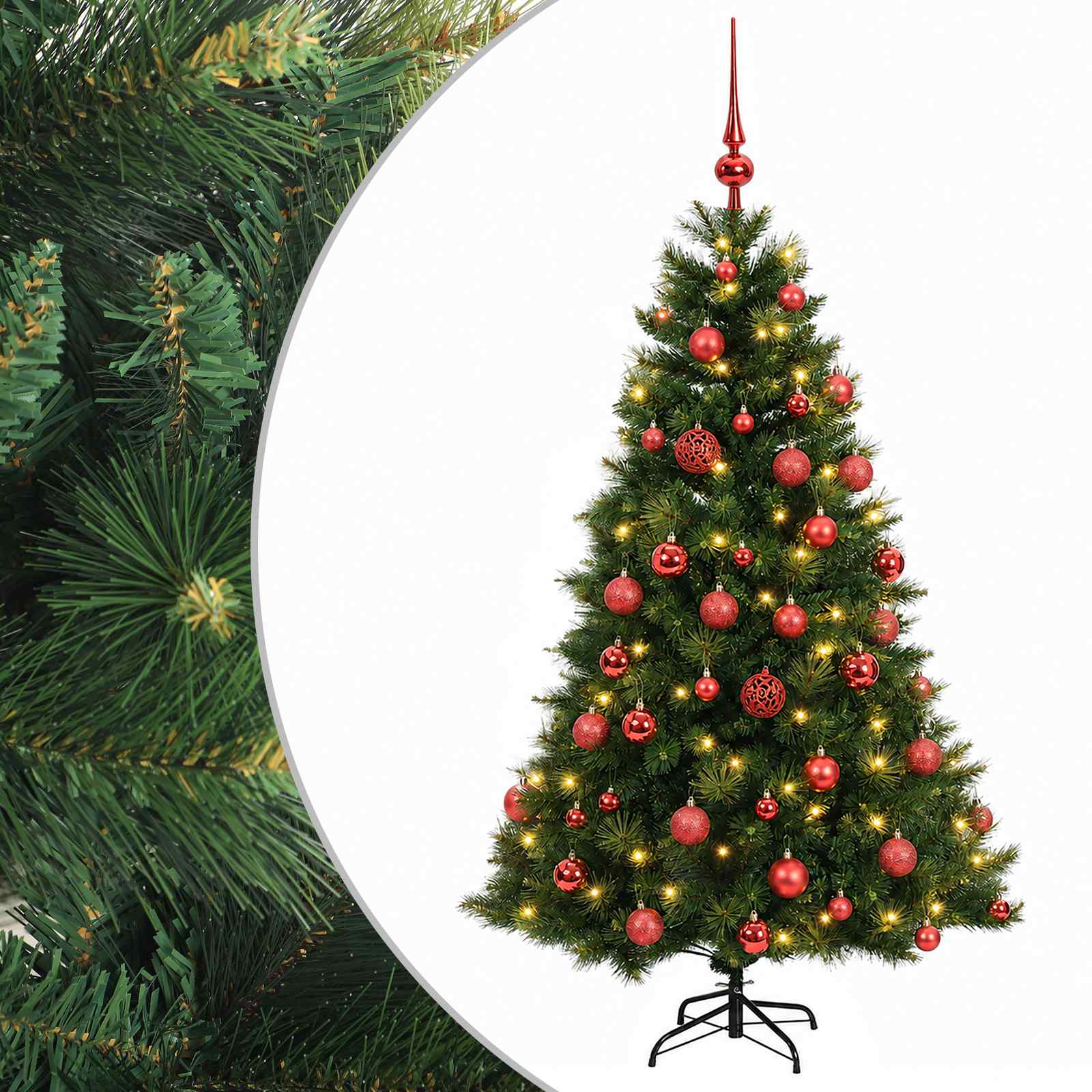 vidaXL Umelý vianočný stromček s vianočnými guľami 150 cm 150 LED