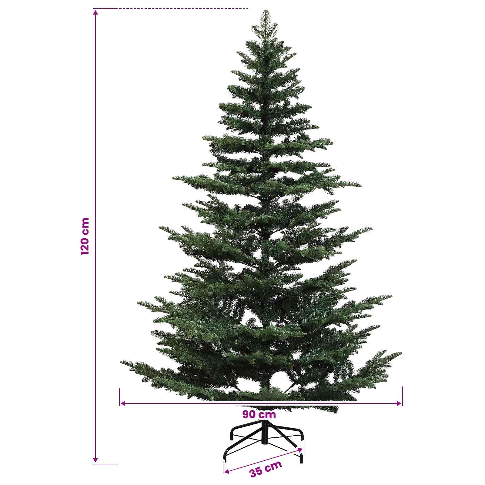 Umetna božična jelka z bučko 120 cm 150 LED Toplo bela