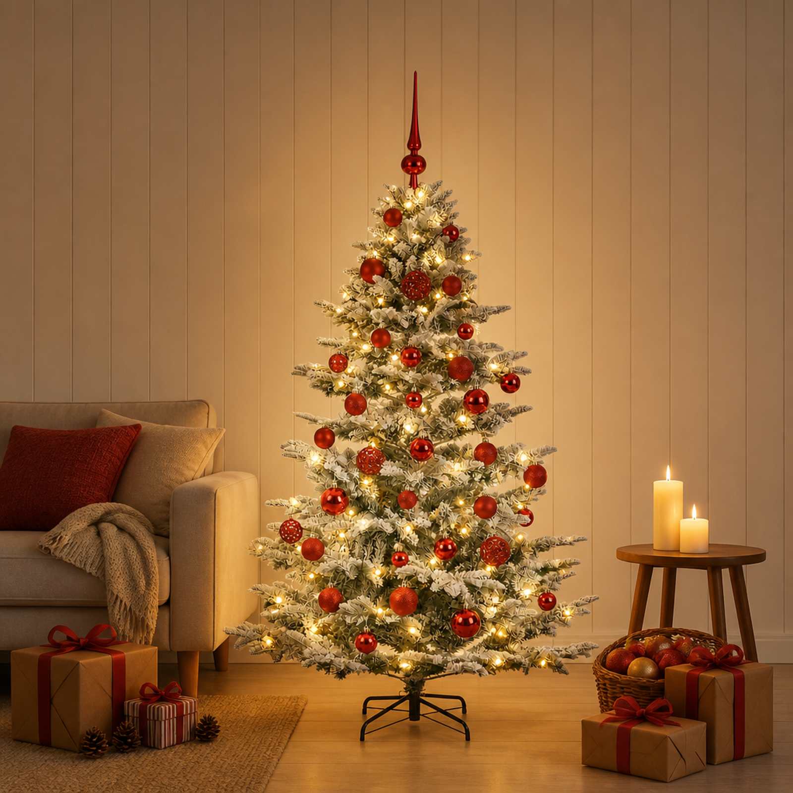 Umetna božična jelka z bučko 150 cm 150 LED Toplo bela