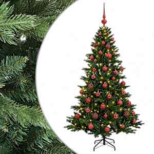 vidaXL Kunstkuusk koos j&otilde;ulukuuliga 120 cm 150 LED-i Soe valge