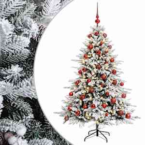 vidaXL Kunstkuusk koos j&otilde;ulukuuliga 120 cm 150 LED-i Soe valge