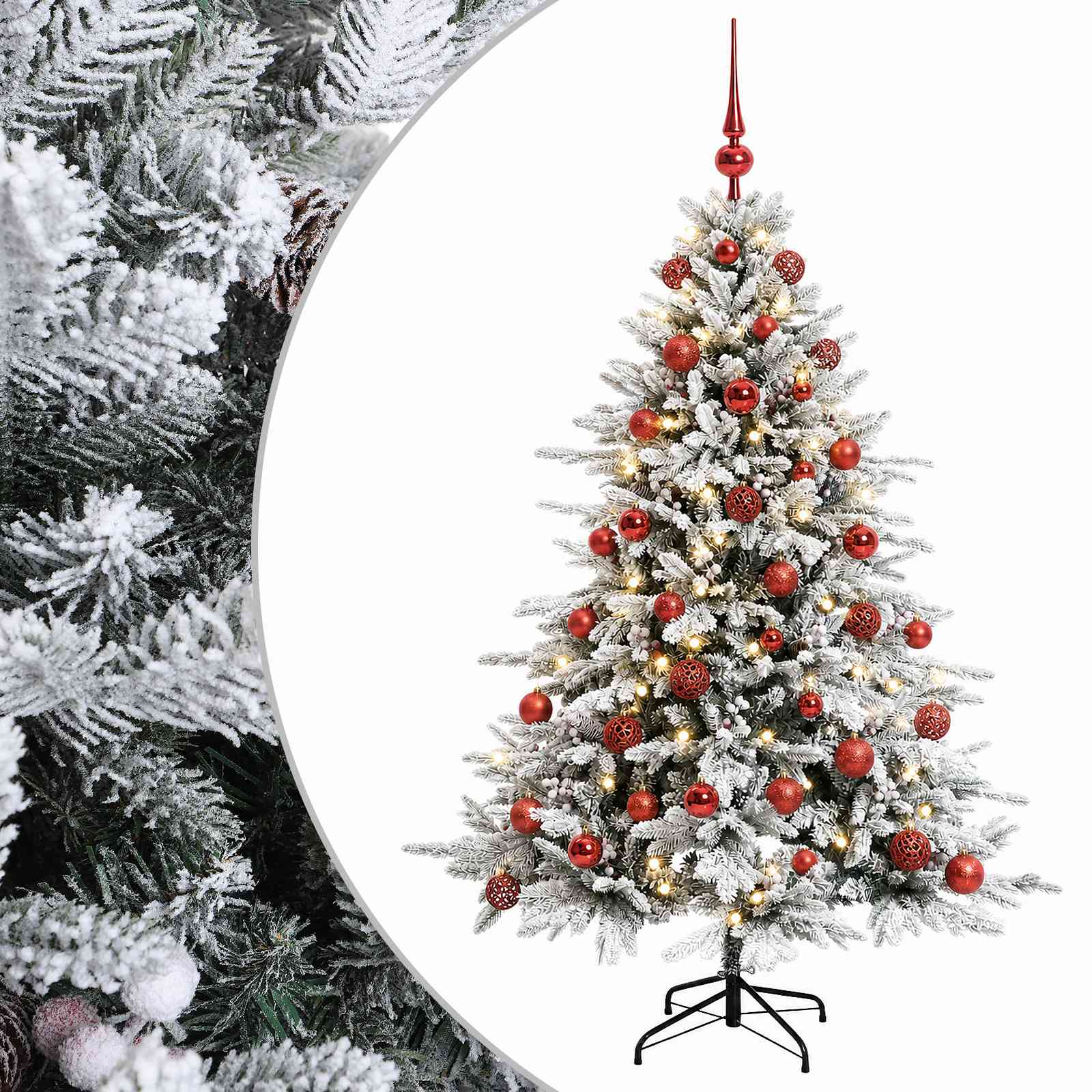 vidaXL Umelý vianočný stromček s vianočnými guľami 120 cm 150 LED