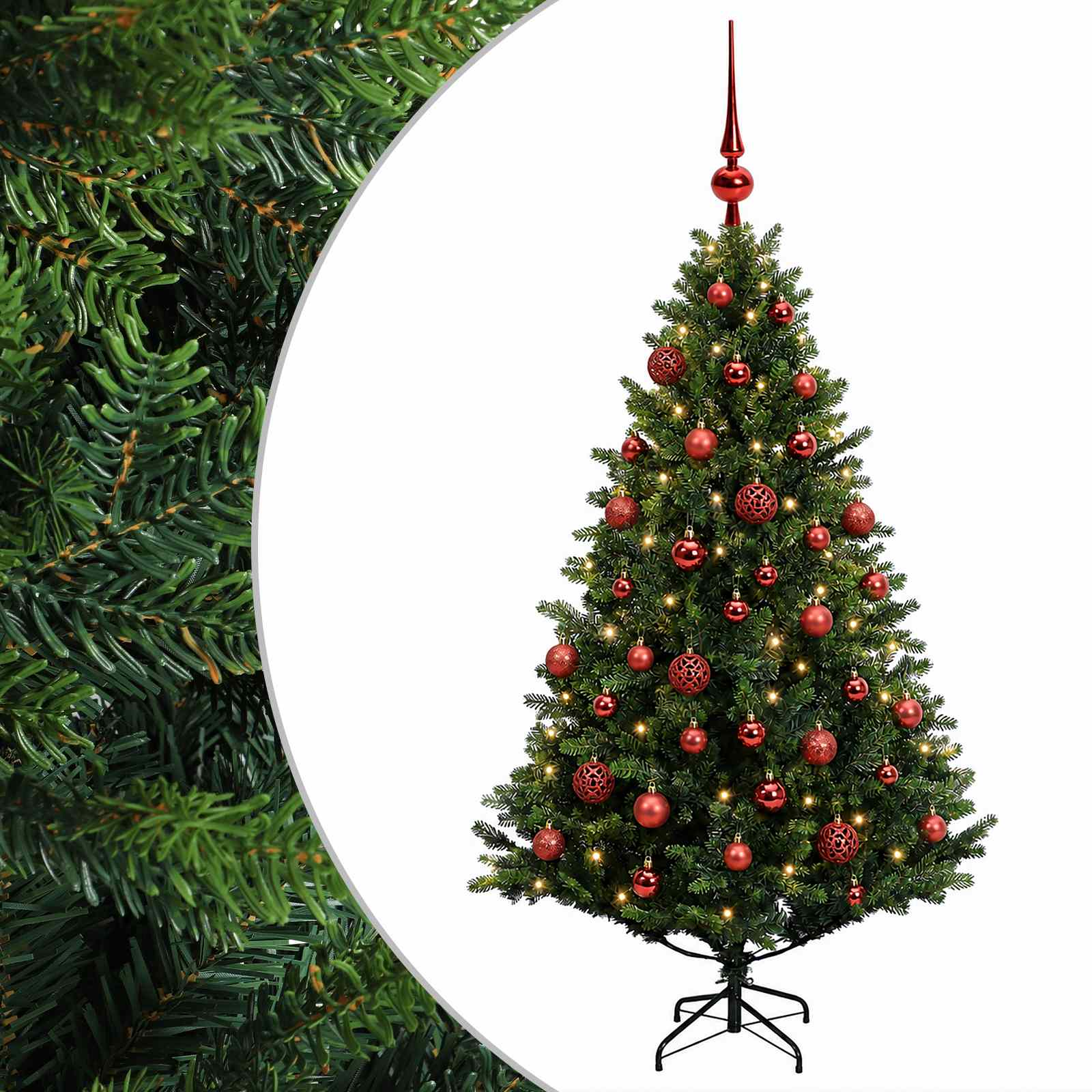 Umjetno božično drevo z okrasnimi kroglami 120 cm 150 LED
