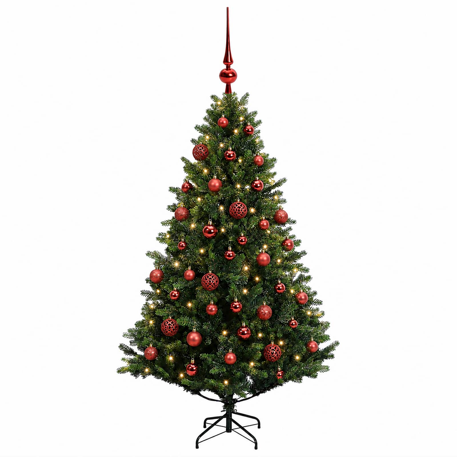 Umjetno božično drevo z okrasnimi kroglami 120 cm 150 LED