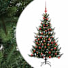 vidaXL Kunstkuusk koos j&otilde;ulukuuliga 120 cm 150 LED-i Soe valge