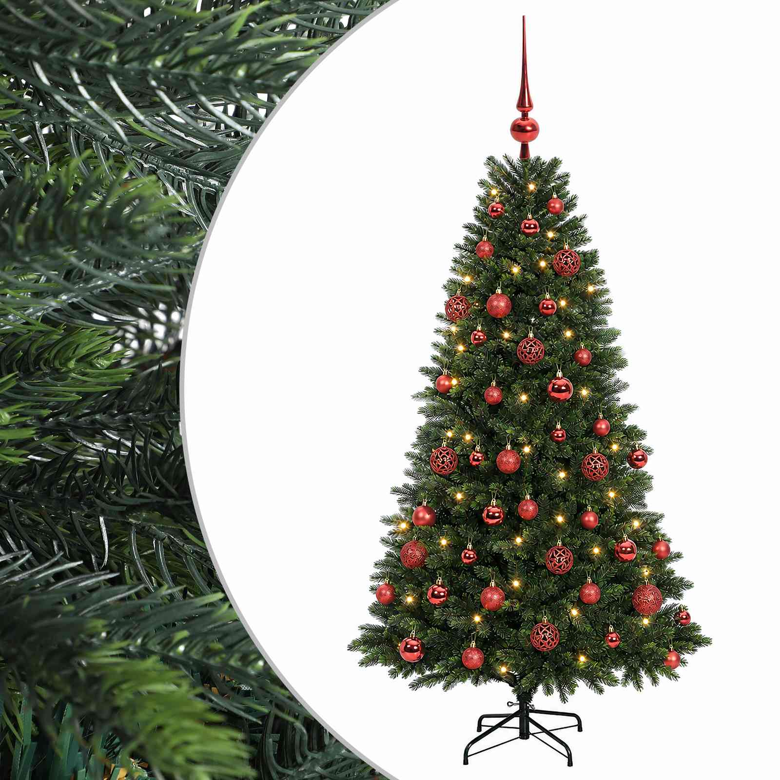 vidaXL Umelý vianočný stromček s guľami 150 cm 150 LED Teplá biela