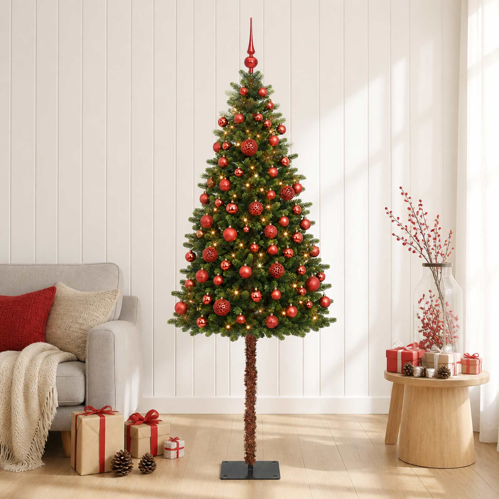 Umjetno božično drevo z okrasnimi kroglami 150 cm 150 LED