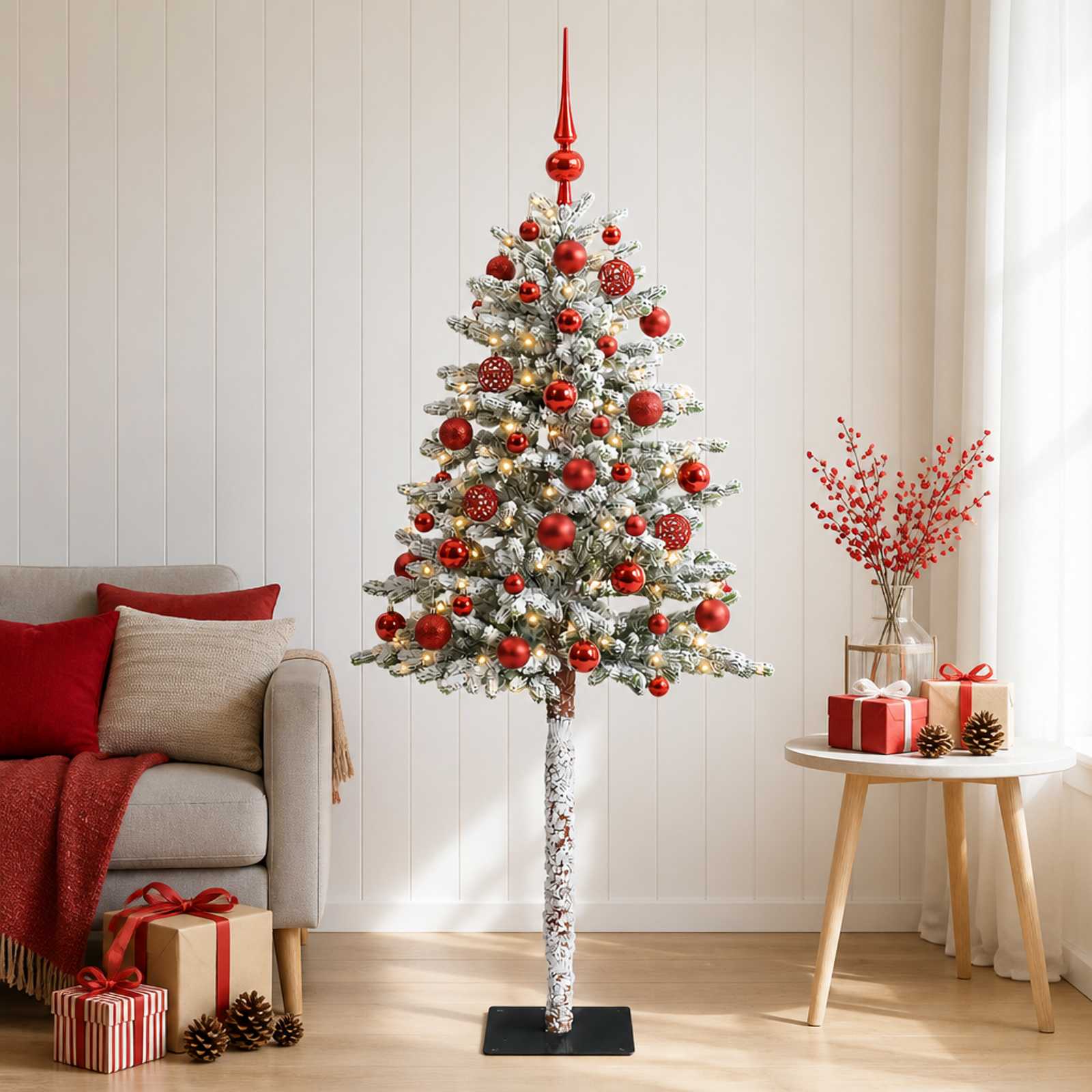Umjetno božično drevo z okrasnimi kroglami 120 cm 150 LED