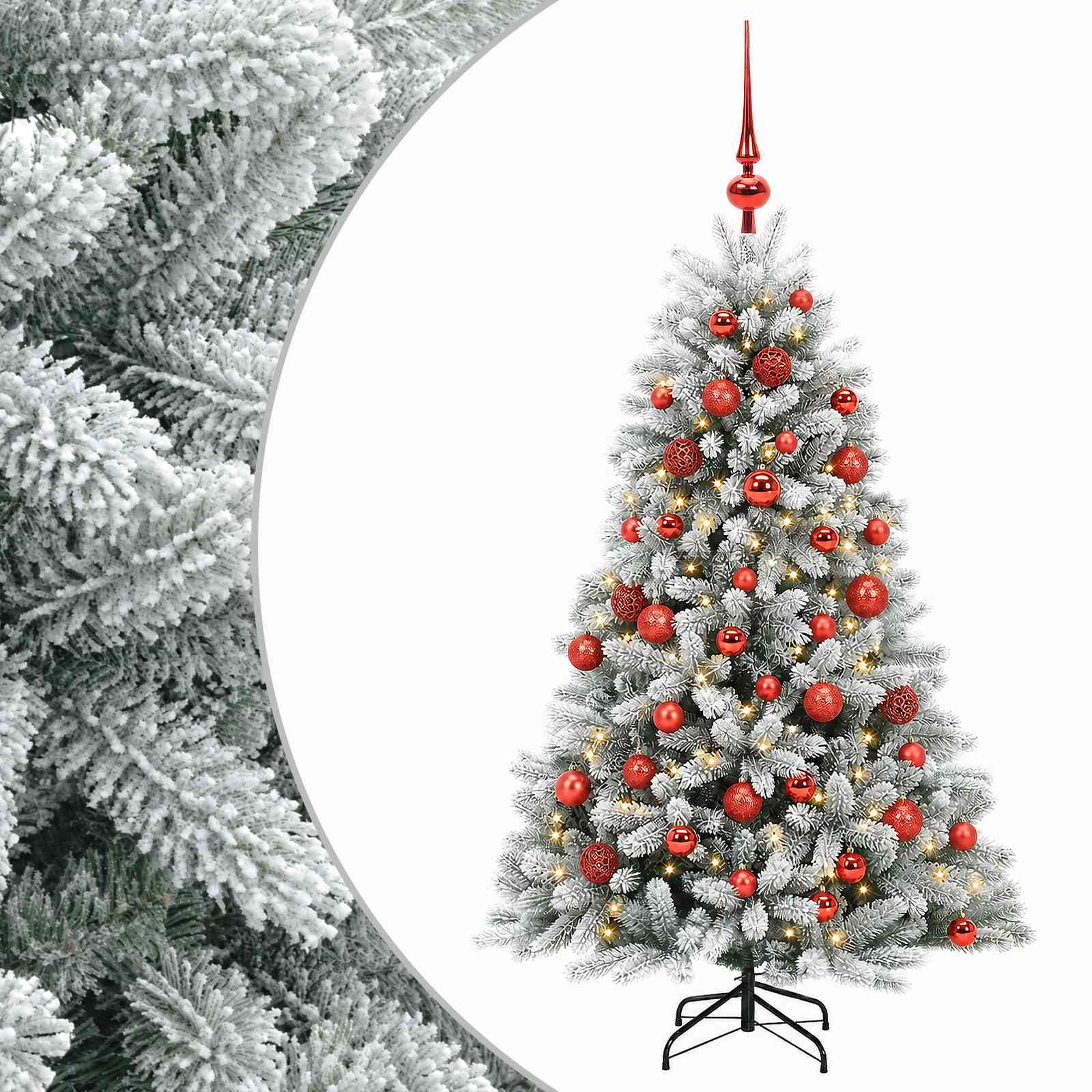 Umjetno božično drevo z okrasnimi kroglami 120 cm 150 LED