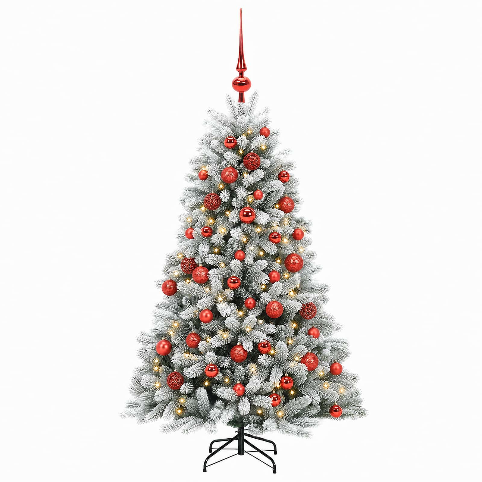 Umjetno božično drevo z okrasnimi kroglami 120 cm 150 LED