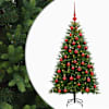 vidaXL Tehisj&otilde;ulukuusk koos kaunistustega 120 cm 150 LED-i Soe valge