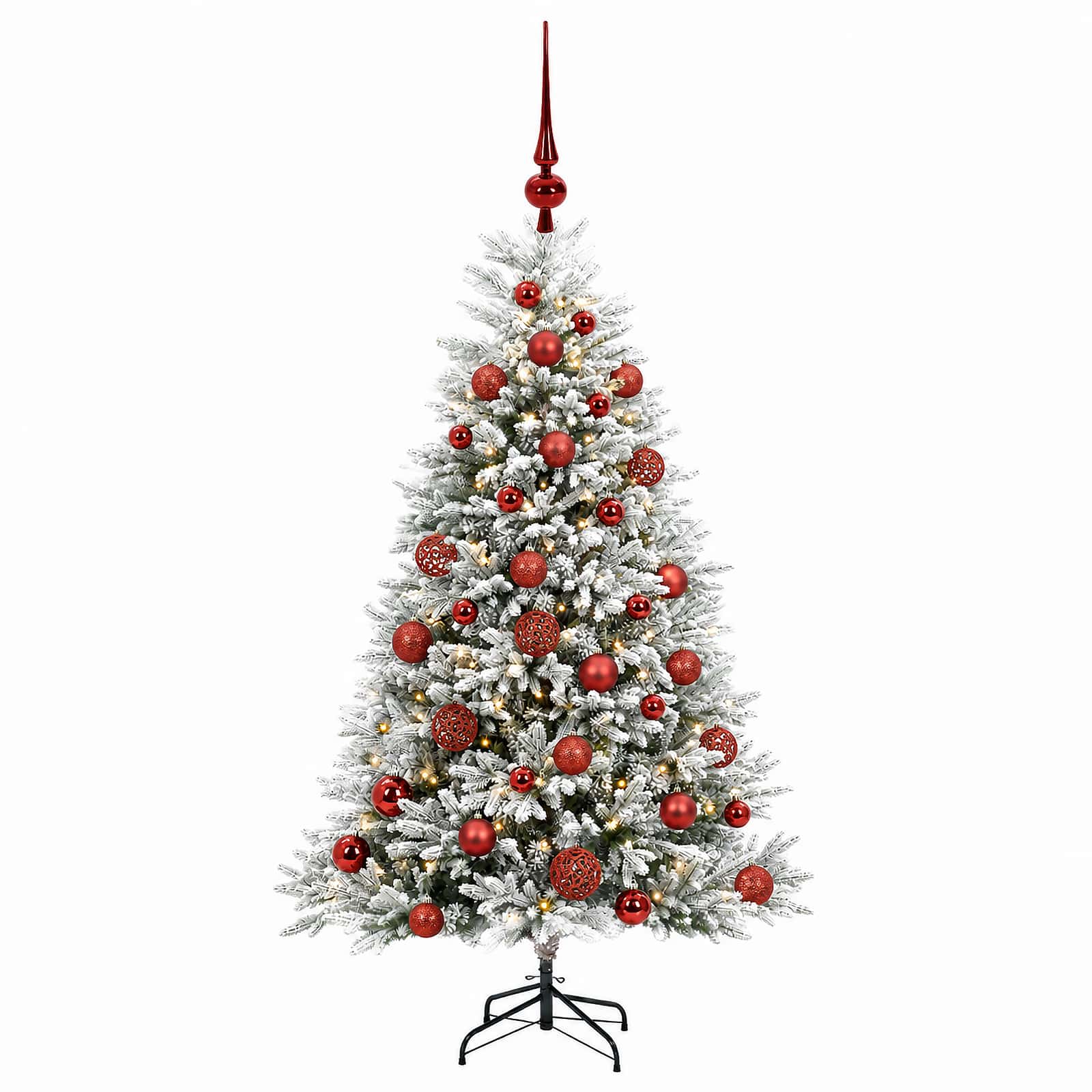 Umjetno božično drevo z okrasnimi kroglami 120 cm 150 LED