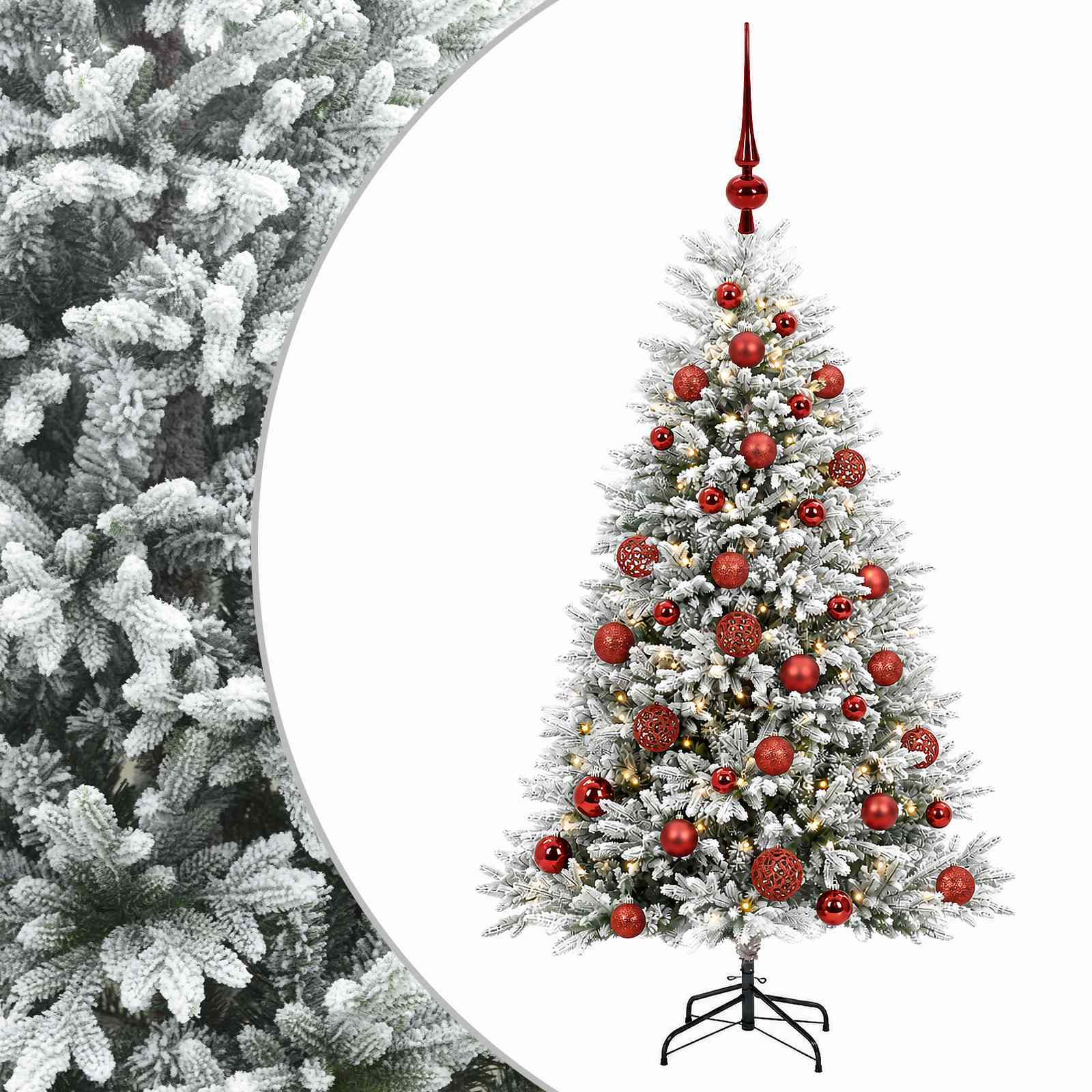 Umjetno božično drevo z okrasnimi kroglami 150 cm 150 LED