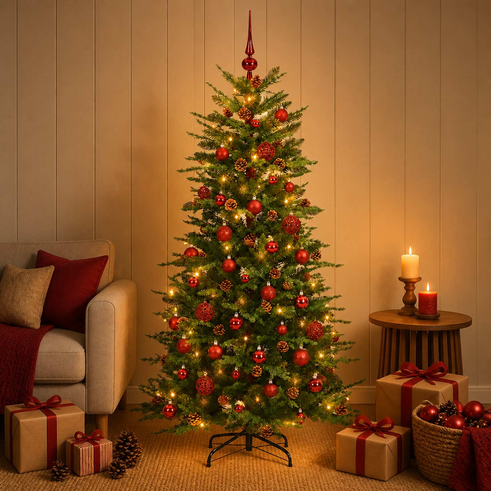 Umetno Zložljivo Božično Drevo 150 cm 150 LED Toplo bela