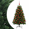vidaXL Kunstkuusk, keskroheline, j&otilde;ulukuulidega 150 cm 150 LED-i