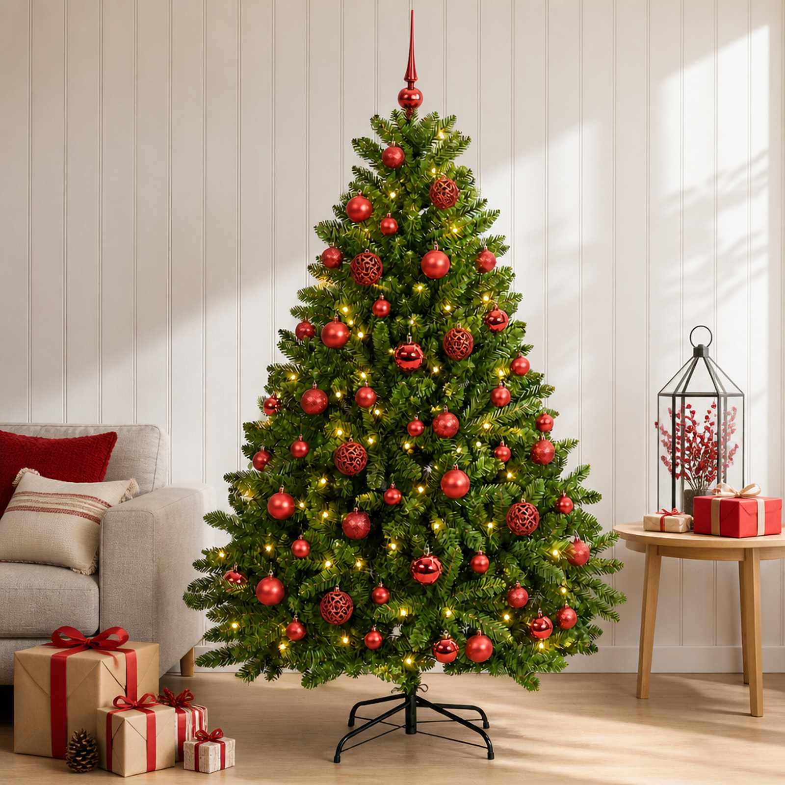 vidaXL Kunstkerstboom lichtgroen met kerstbal 120 cm 150 LED's Warmwit groen, foto 2