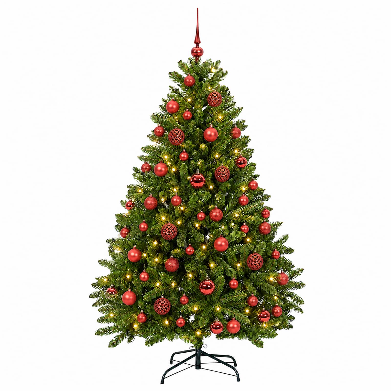 vidaXL Kunstkerstboom lichtgroen met kerstbal 120 cm 150 LED's Warmwit groen, foto 4