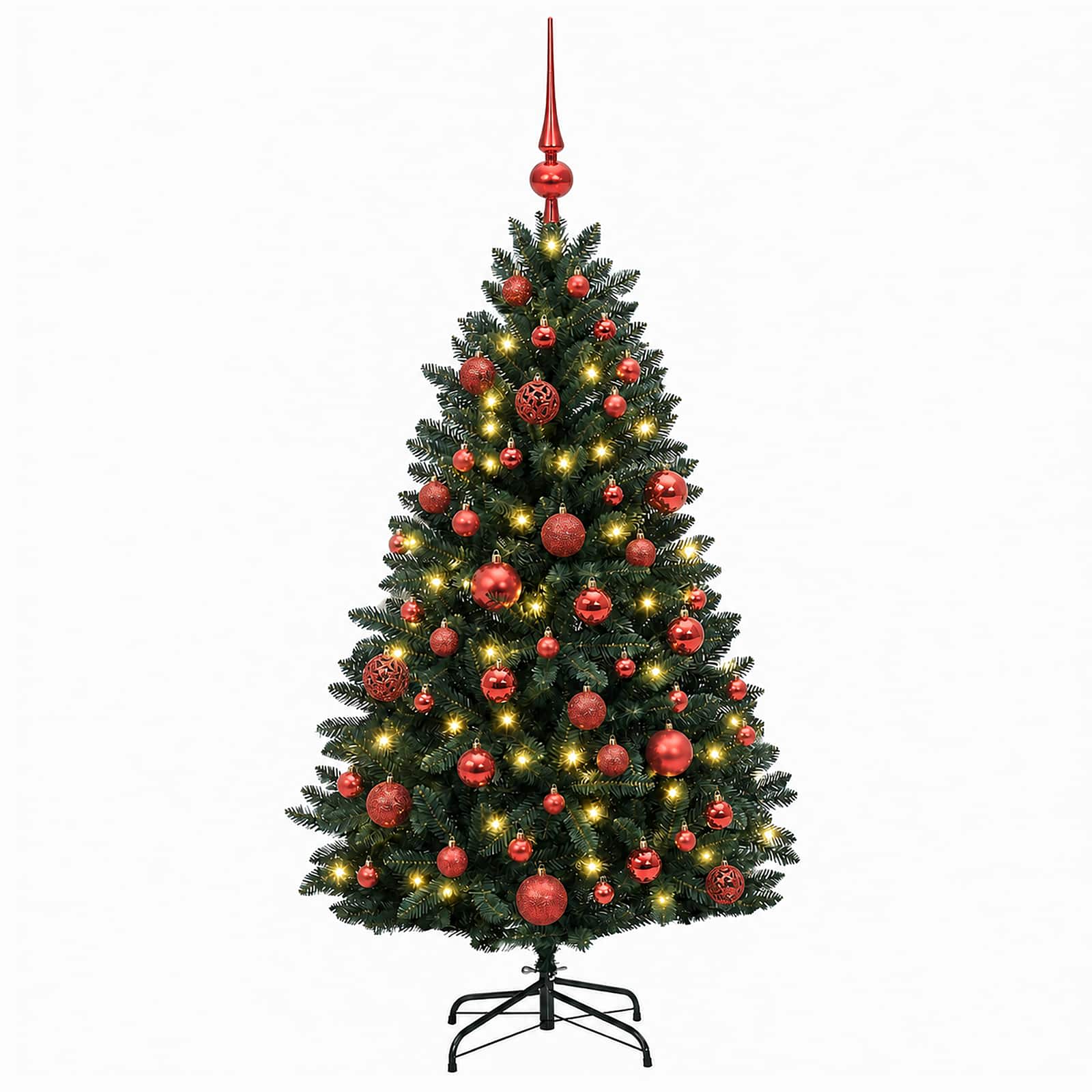 vidaXL Kunstkerstboom donkergroen met kerstballen 120 cm 150 LED's groen, foto 4