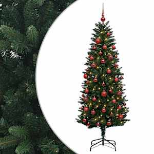 vidaXL Tehisj&otilde;ulukuusk koos kaunistustega 120 cm 150 LED-i Soe valge