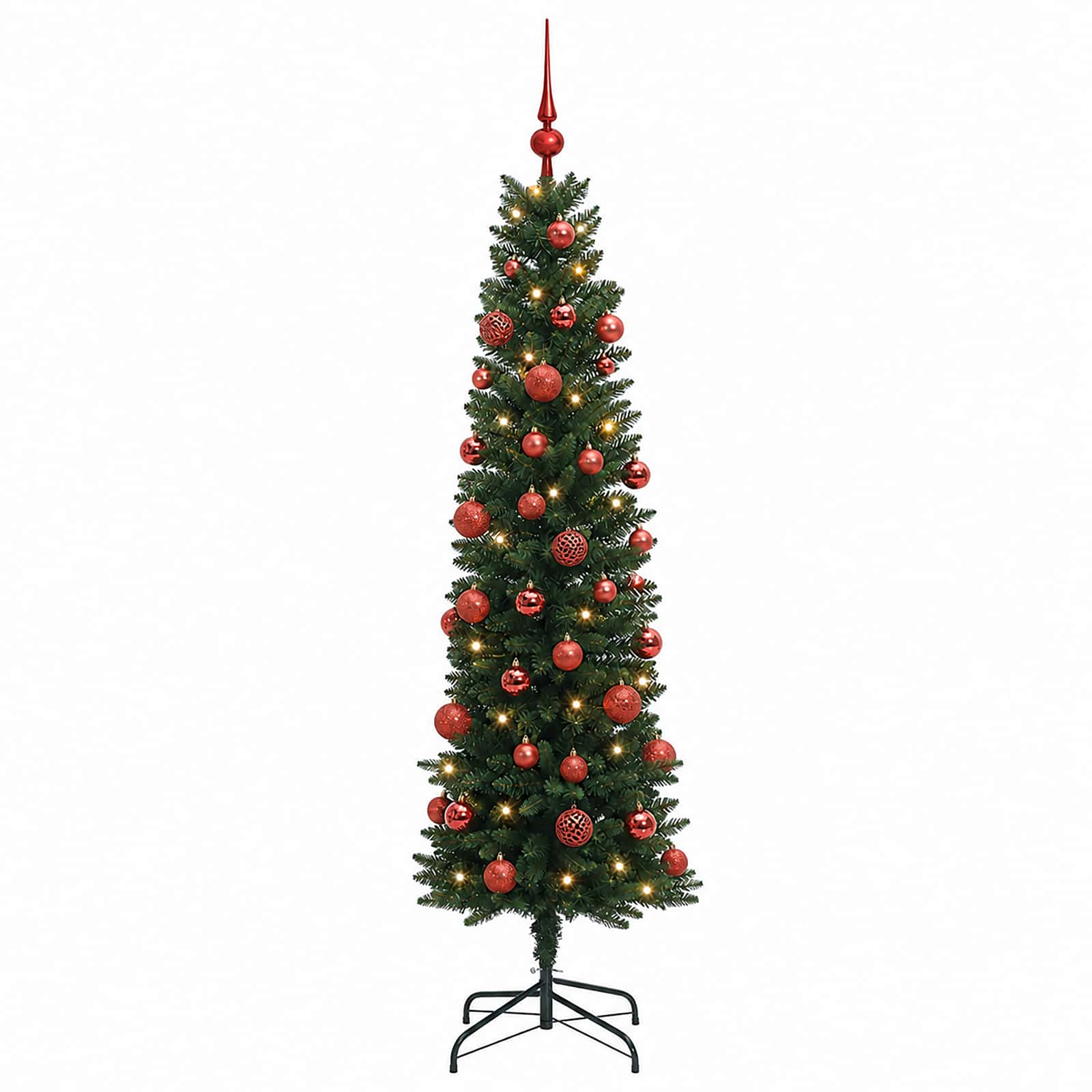 Umetno ozko božično drevesce z božično kroglico 150 cm 150 LED