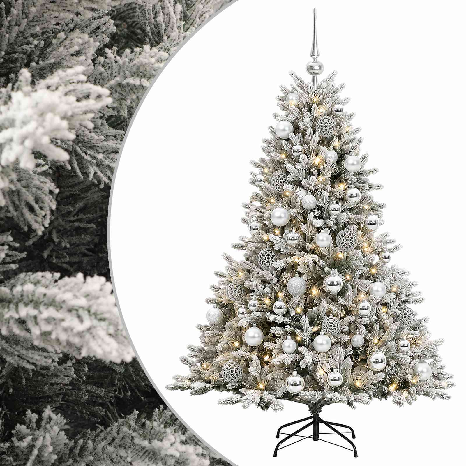 vidaXL Umelý vianočný stromček s vianočnými guľami 150 cm 150 LED
