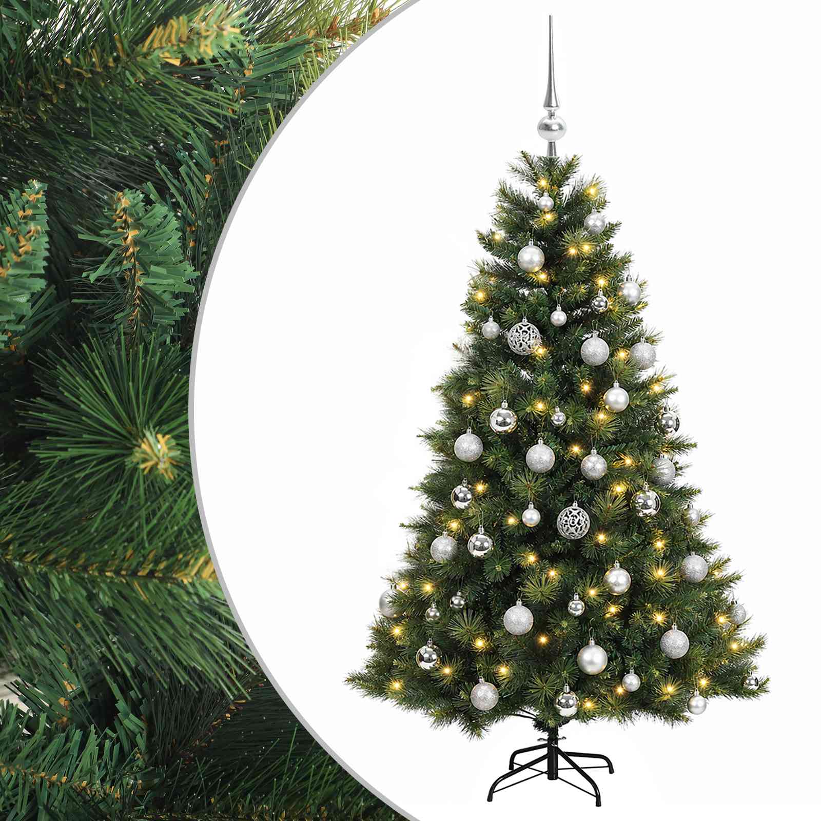 Umetna božična jelka z bučko 150 cm 150 LED Toplo bela