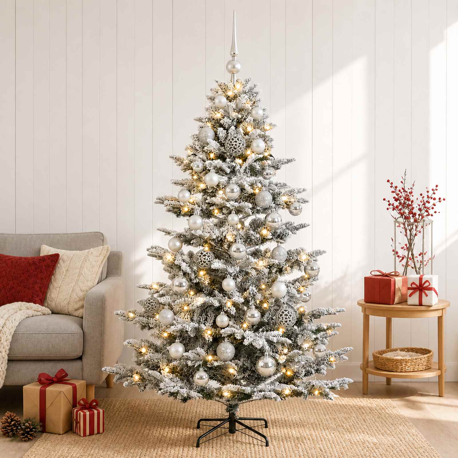 Umetna božična jelka z bučko 150 cm 150 LED Toplo bela