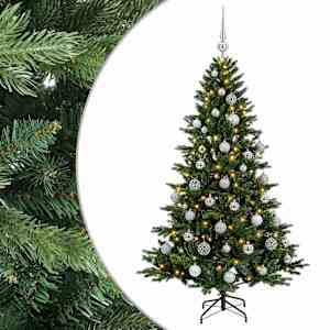 vidaXL Kunstkuusk koos j&otilde;ulukuuliga 120 cm 150 LED-i Soe valge