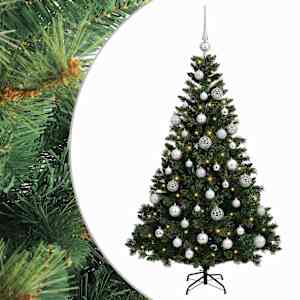 vidaXL Tehisj&otilde;ulukuusk koos kaunistustega 120 cm 150 LED-i Soe valge