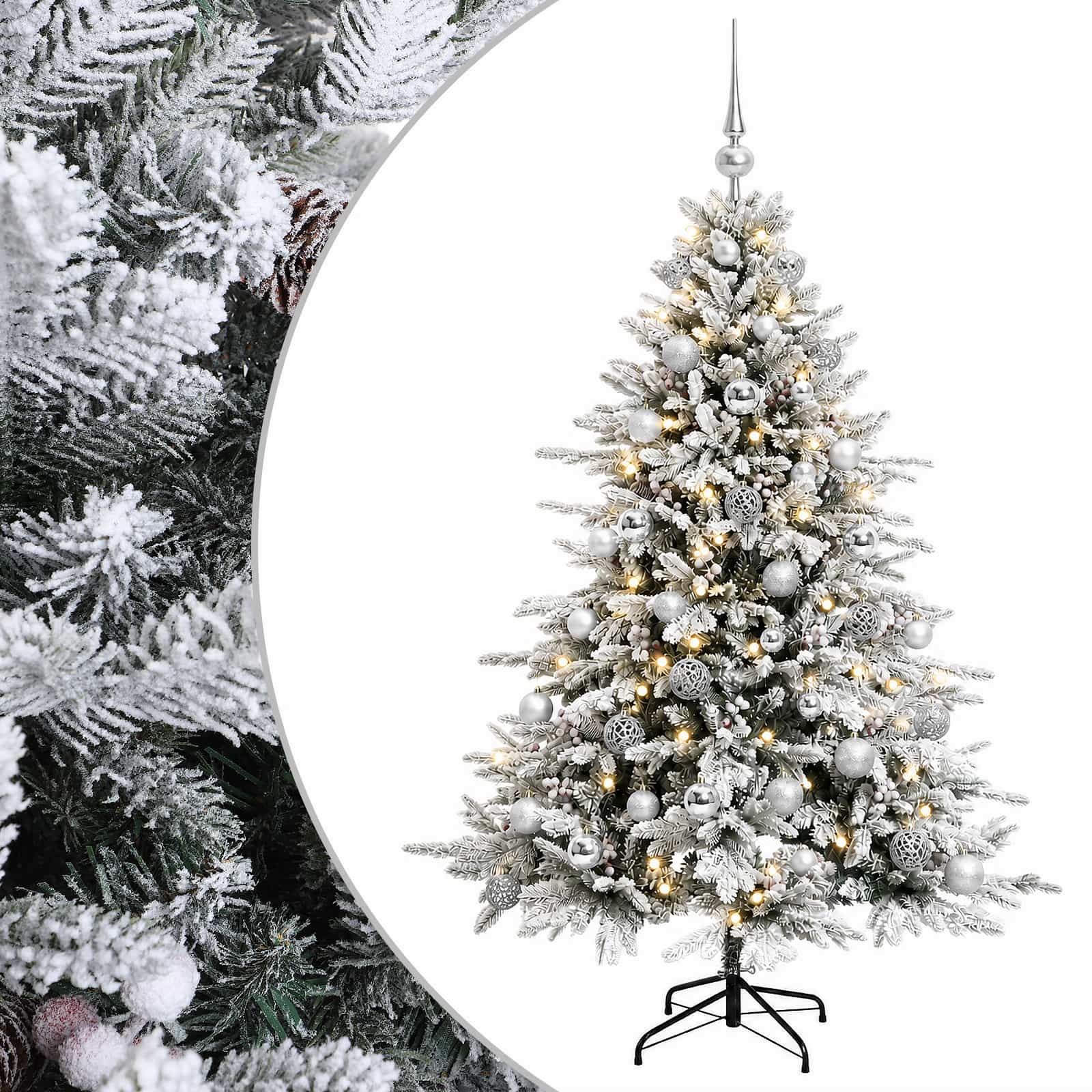 vidaXL Umelý vianočný stromček s vianočnými guľami 150 cm 150 LED