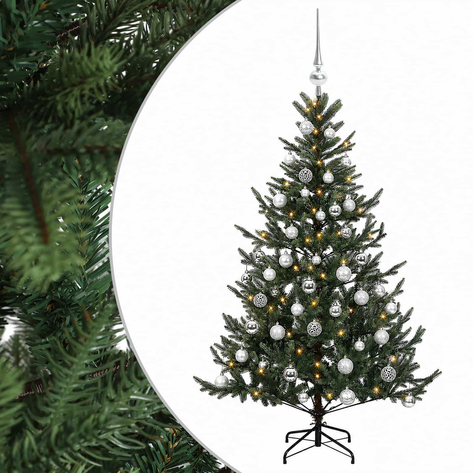 Umetna božična jelka z bučko 120 cm 150 LED Toplo bela