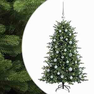 vidaXL Kunstkuusk koos j&otilde;ulukuuliga 120 cm 150 LED-i Soe valge