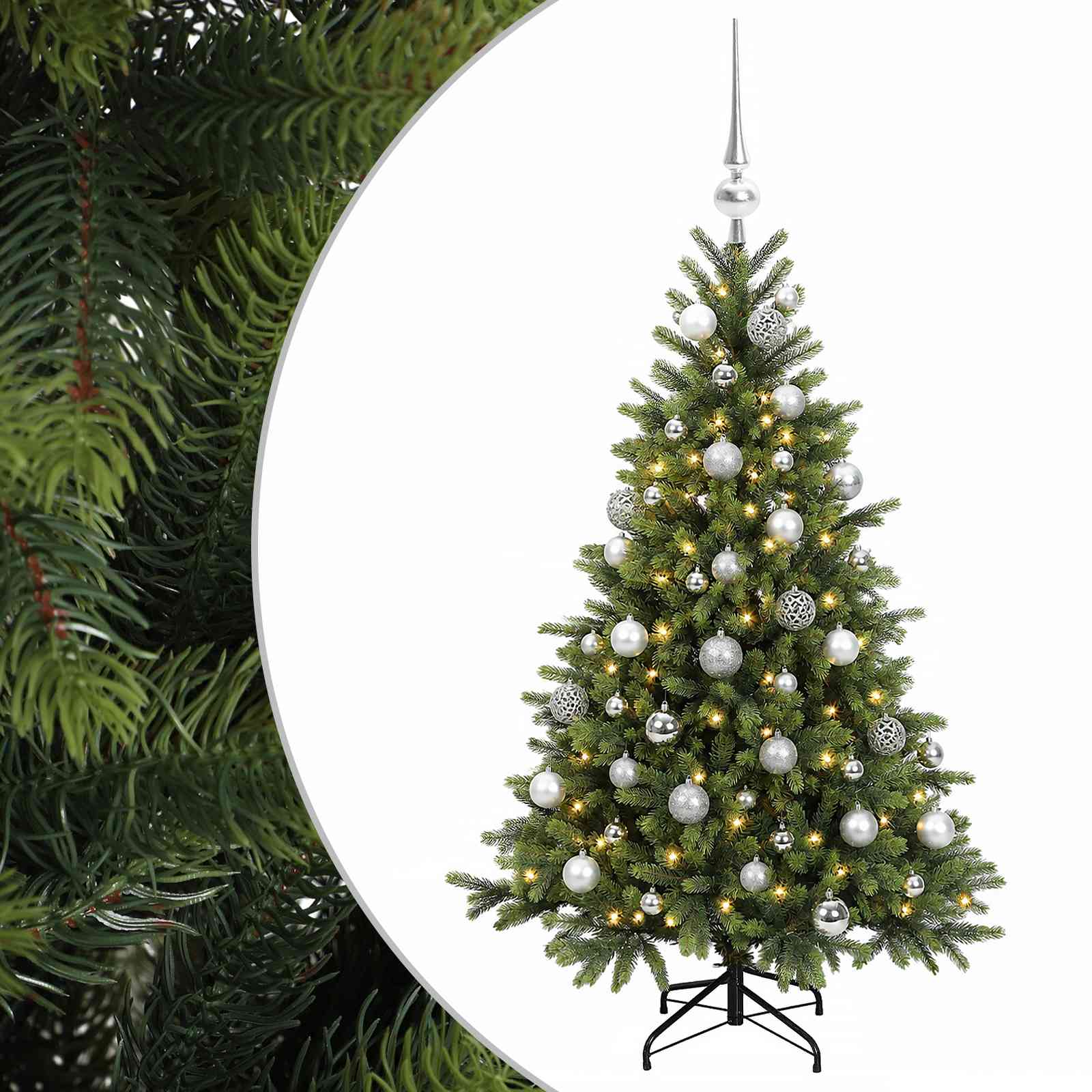 Umetna božična jelka z bučko 150 cm 150 LED Toplo bela