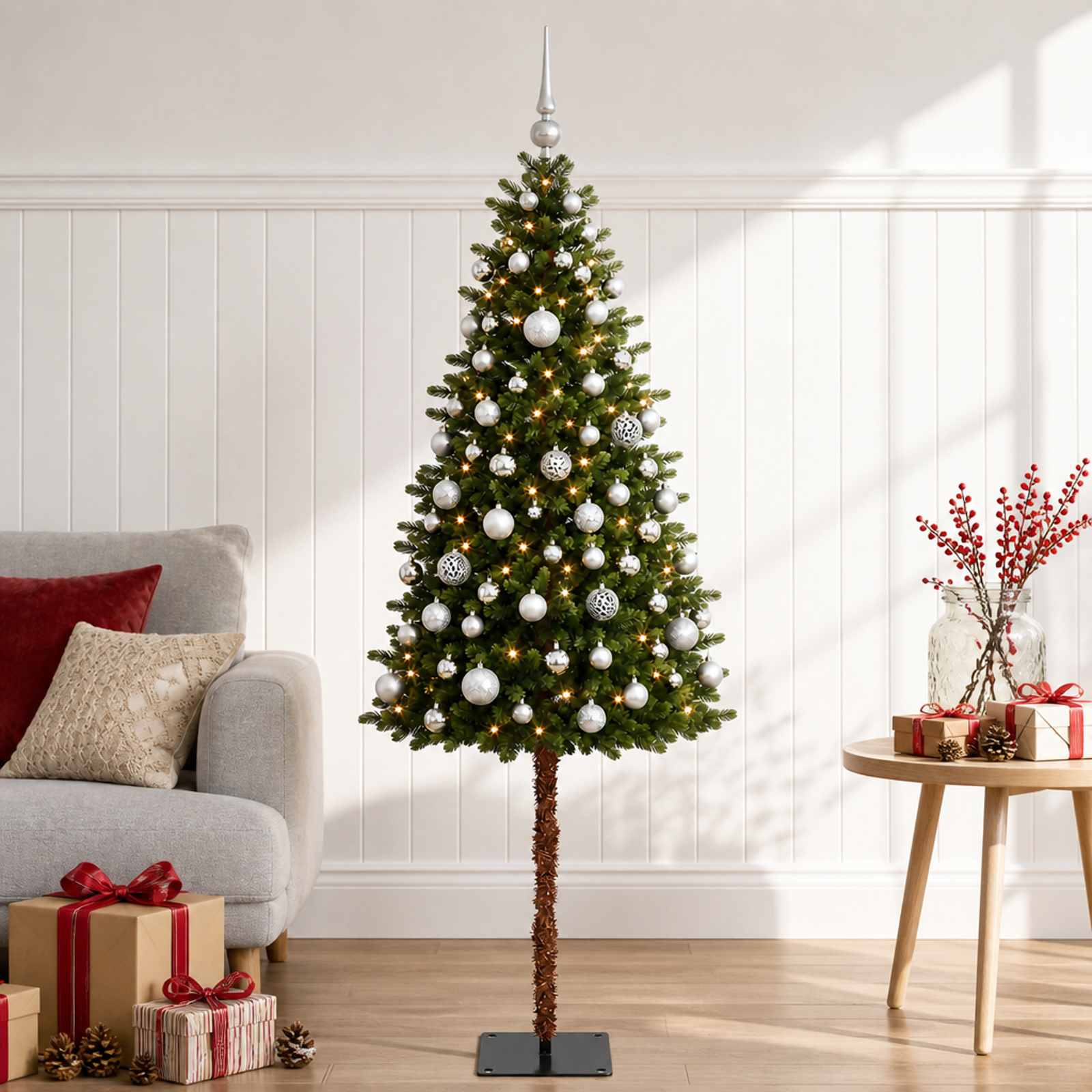 Umjetno božično drevo z okrasnimi kroglami 150 cm 150 LED