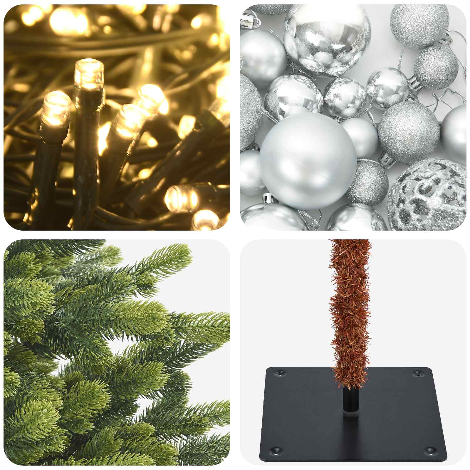 Umjetno božično drevo z okrasnimi kroglami 150 cm 150 LED